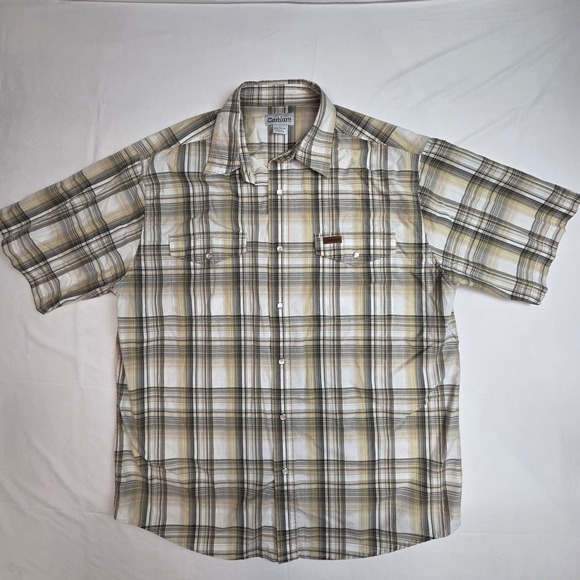 Carhartt Other - Carhartt Pearl Snap Western Shirt S146LDN Mens L Tan Plaid